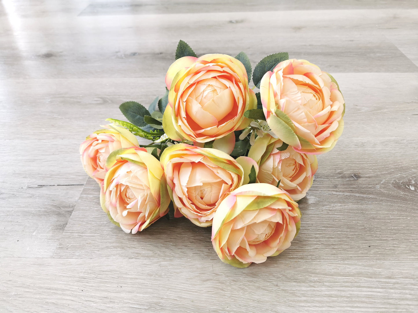 7 heads Rose, 7 available colors: Cream White, Blue, Dark Red, Pink, Dark Pink, Orange and Yellow.