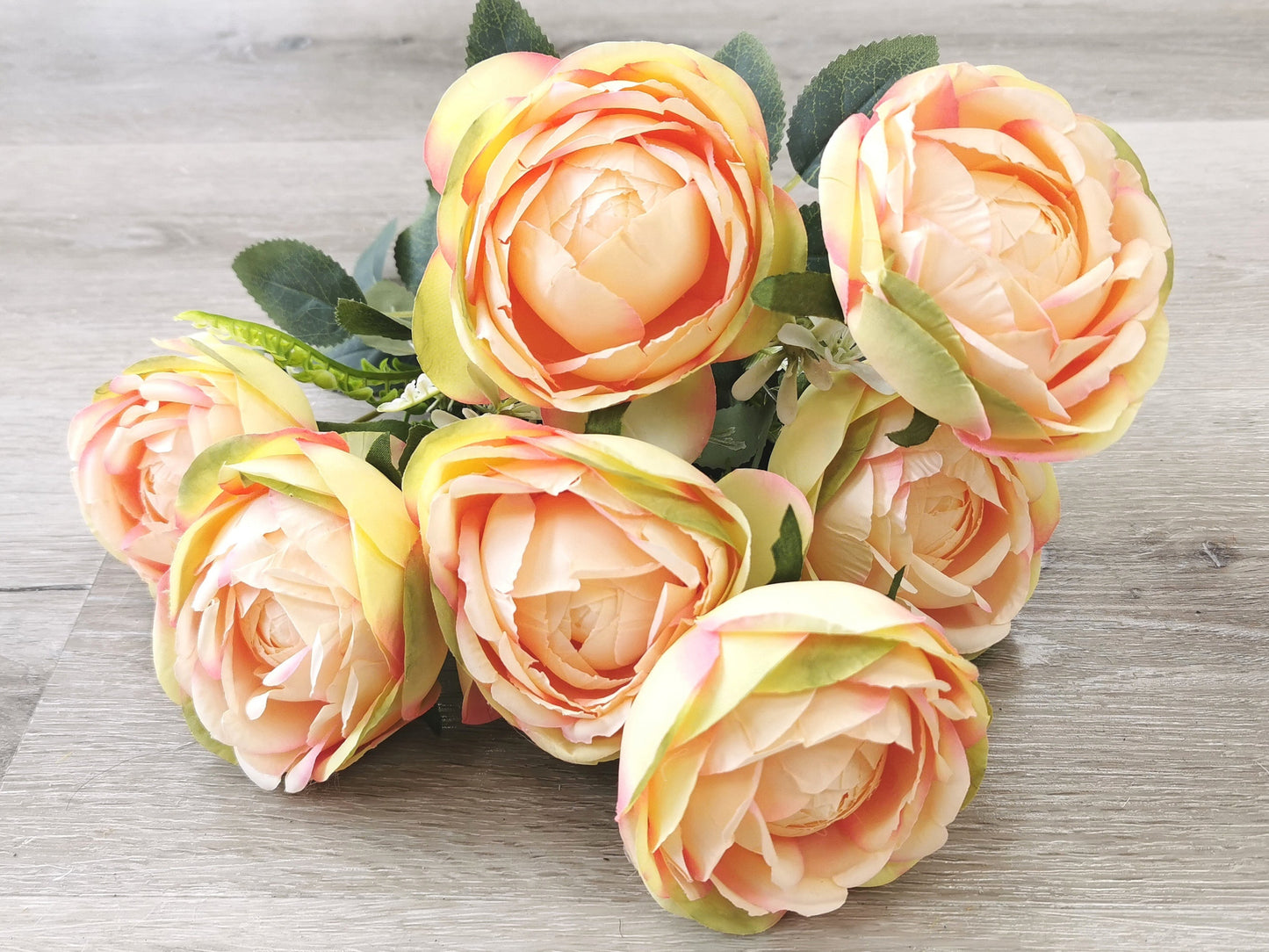 Pink Artificial Rose Bush - 7 Heads