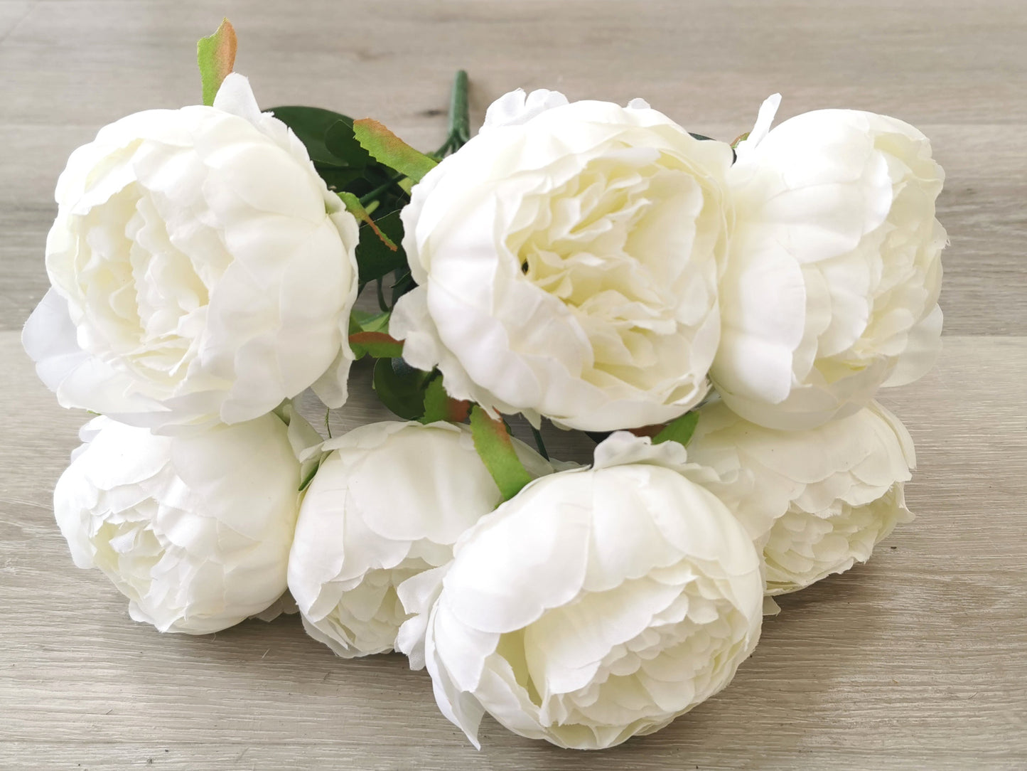 Cream White Artificial Double Peony - 7 Heads