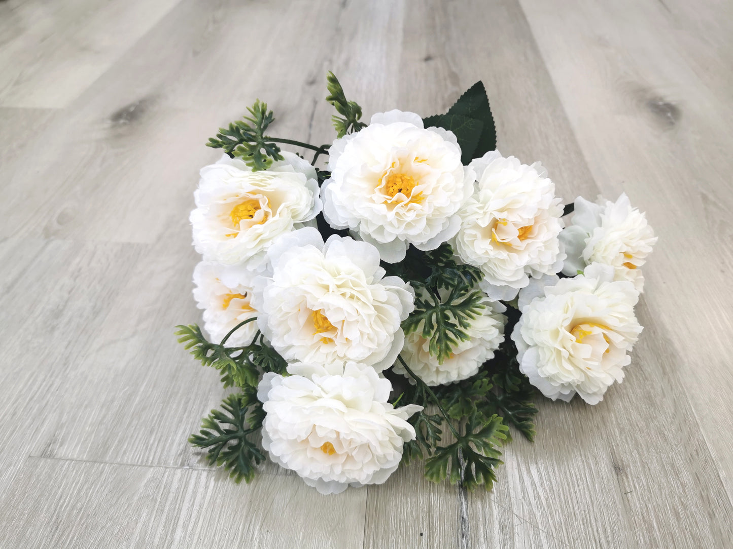 7 heads Chrysanthemum, 7 available colors: White, Red, Yellow, Purple, coffee, Dusty Pink, and Sliver Grey