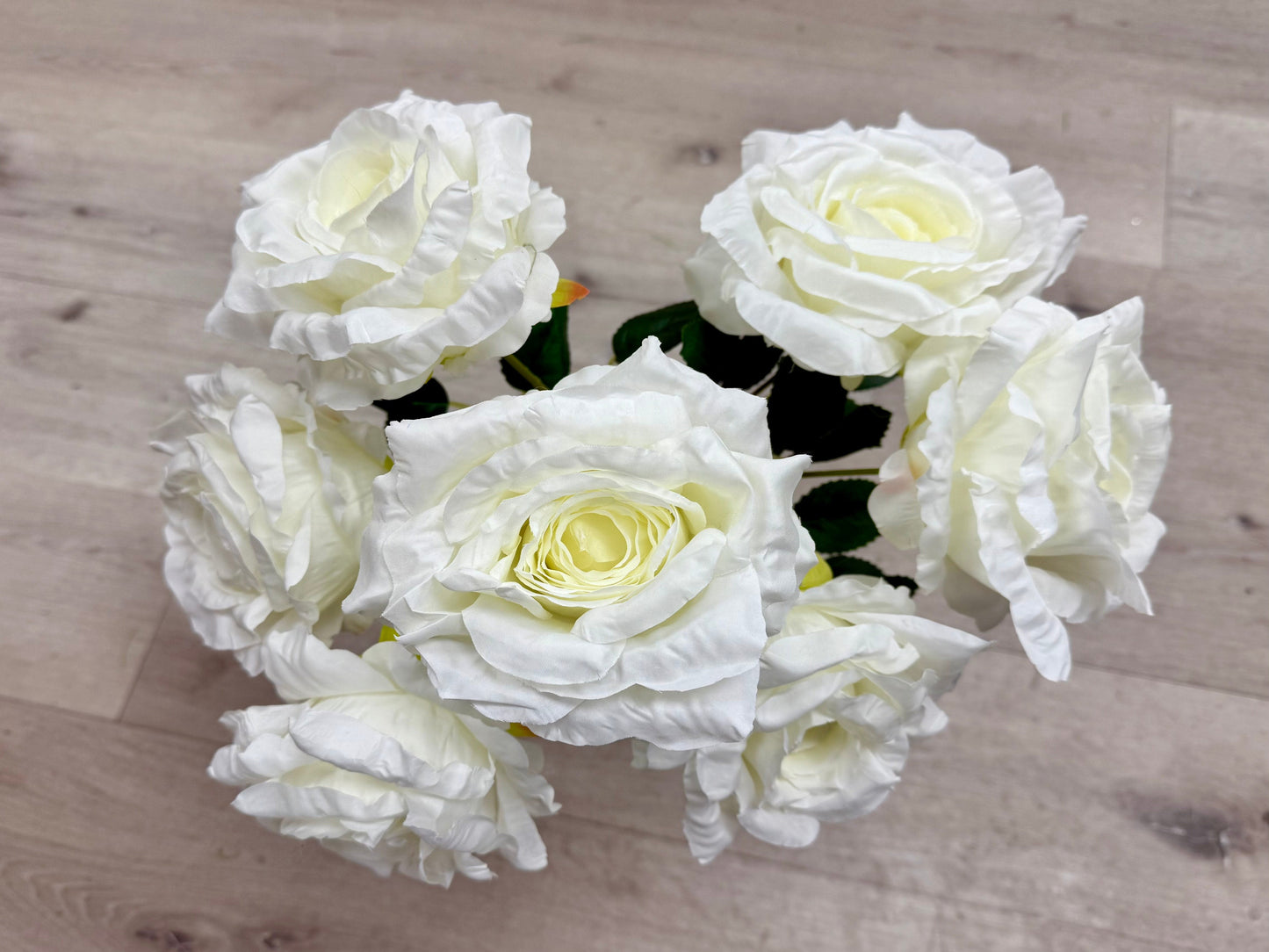 White Artificial Rose Bush - 7 Heads (Jumbo Size)