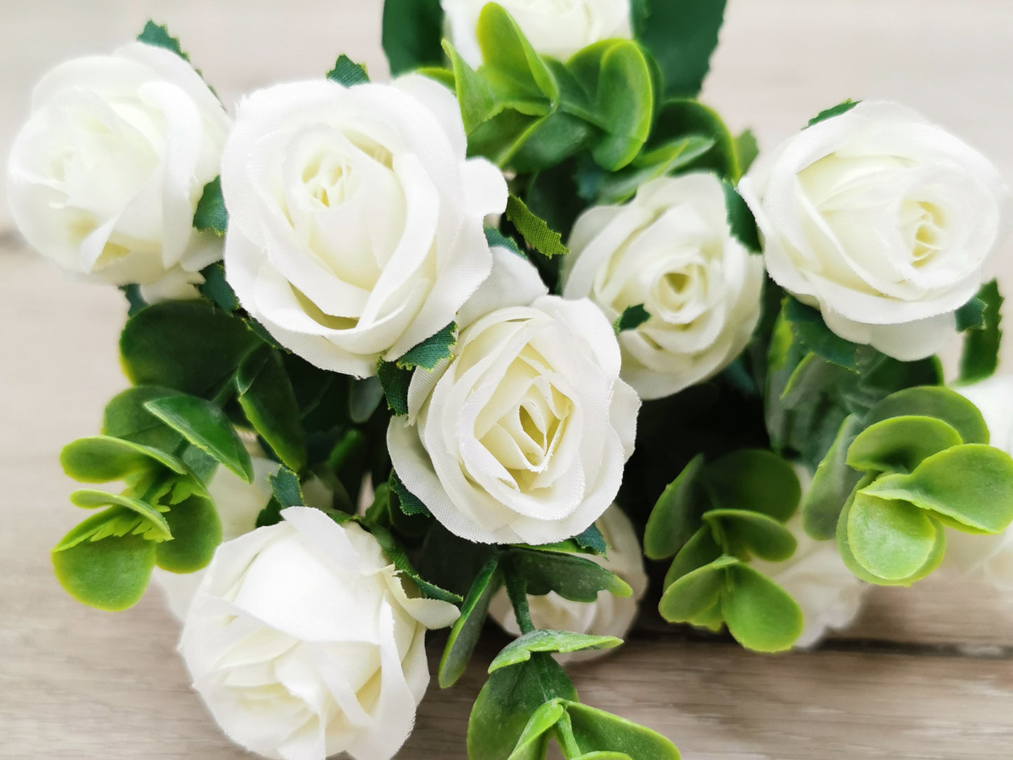 White Artificial Spring Rose Bunch