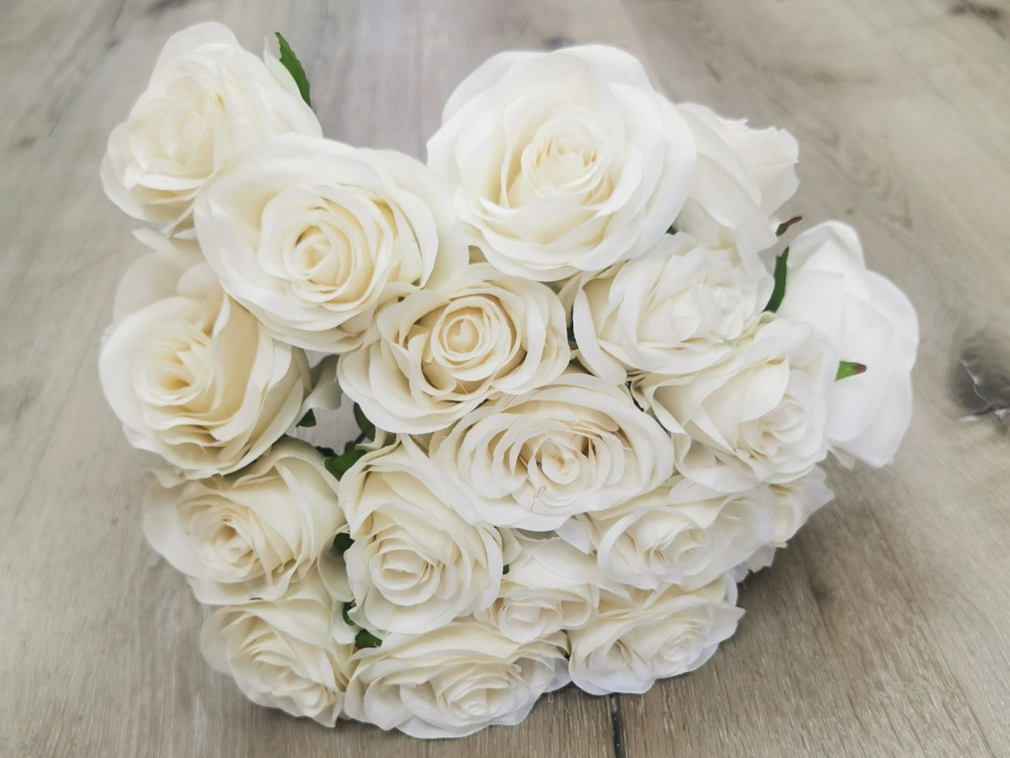 White Artificial Rose Bush – 18 Heads