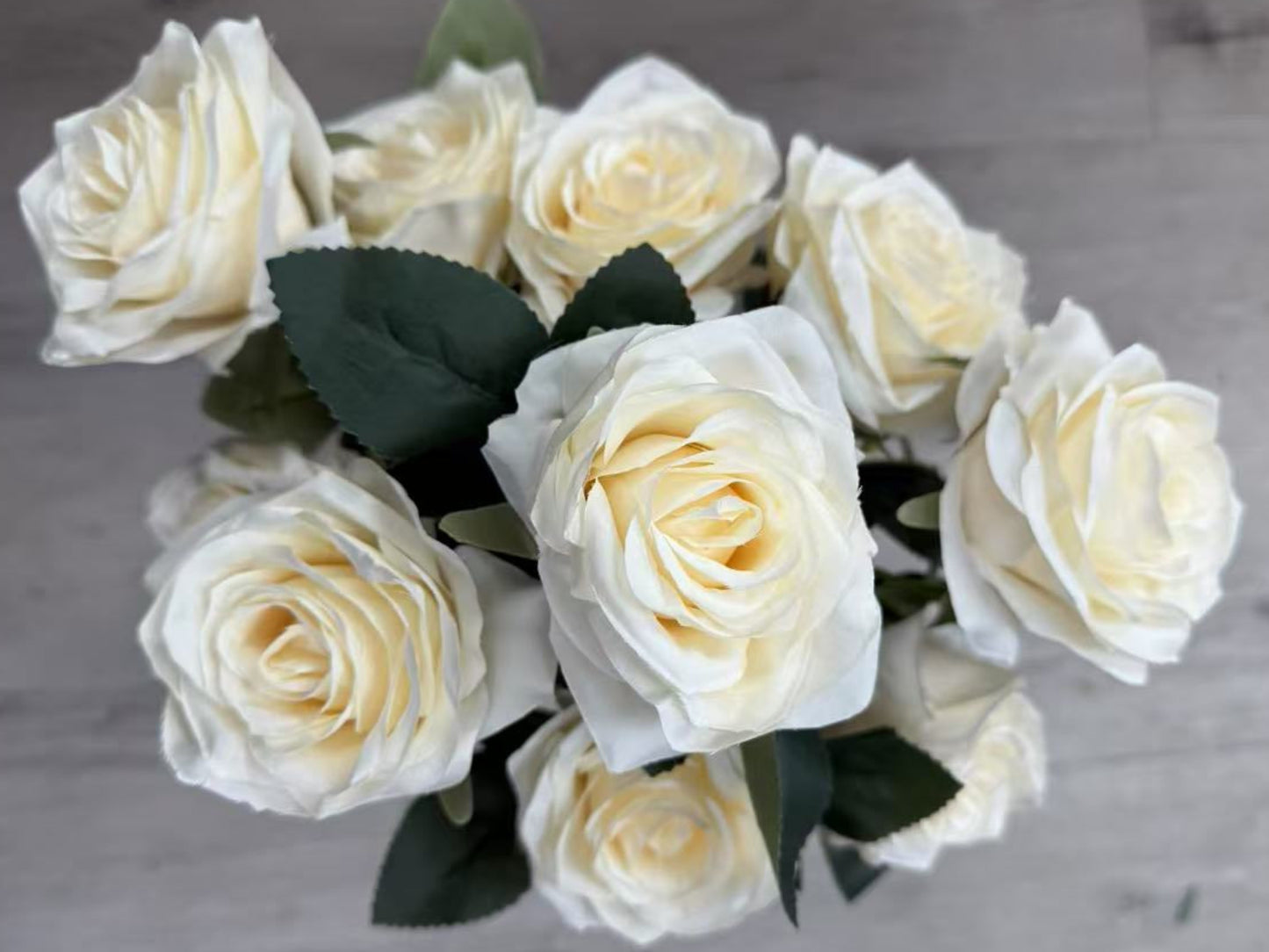 Champagne Artificial Rose Bush - 10 Heads
