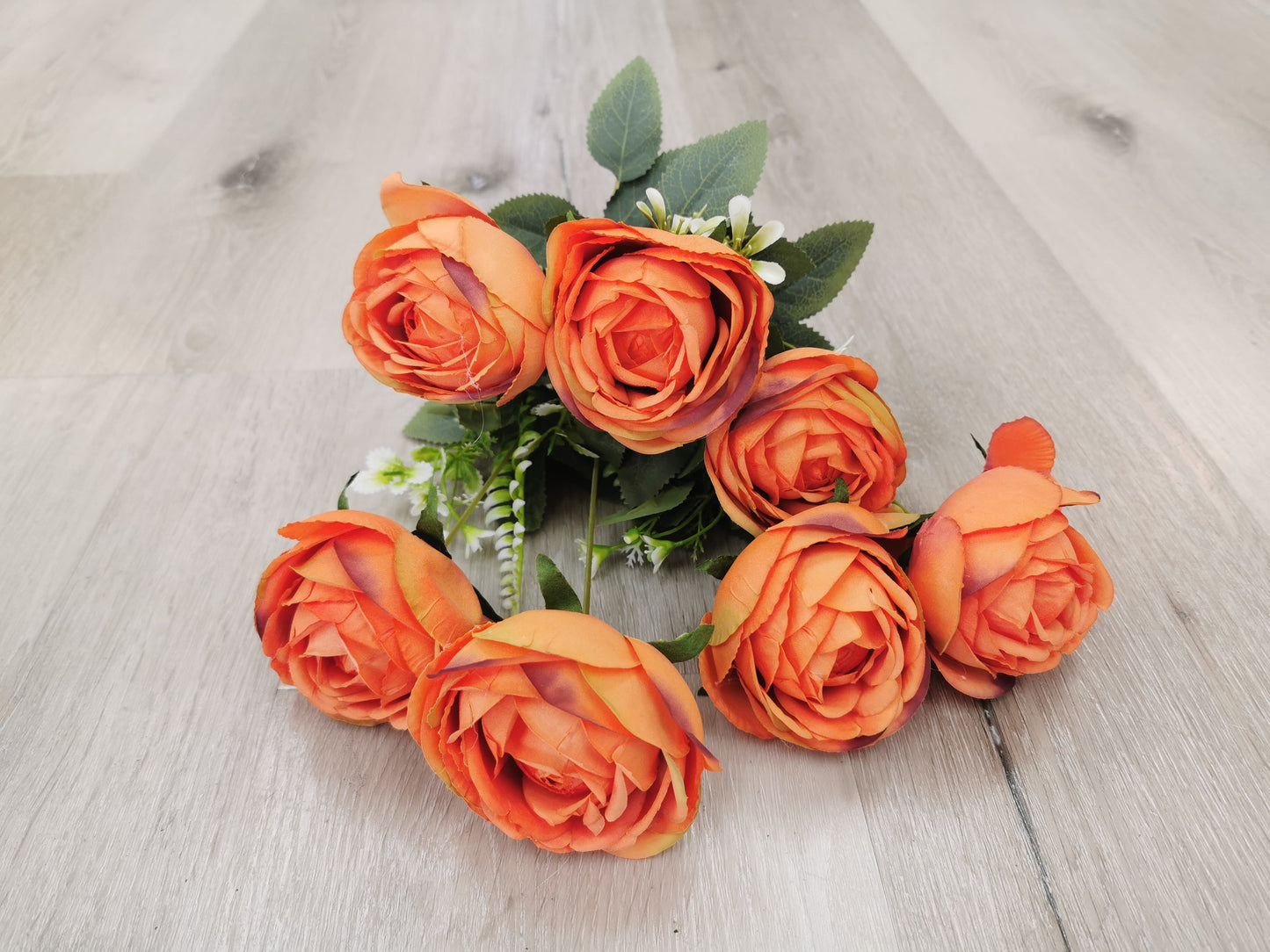 7 heads Rose, 7 available colors: Cream White, Blue, Dark Red, Pink, Dark Pink, Orange and Yellow.