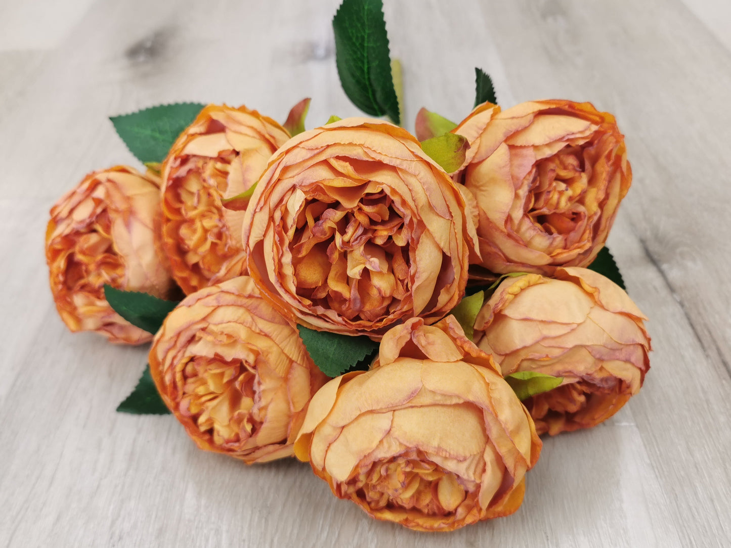Orange Artificial Garden Rose - 7 Heads