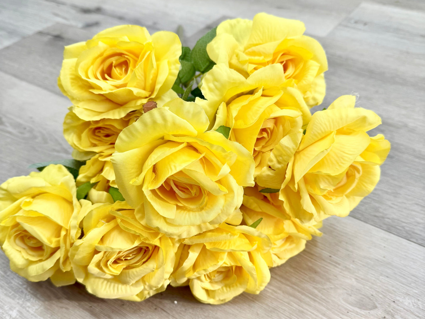 Yellow Artificial Rose Bush – 15 Heads