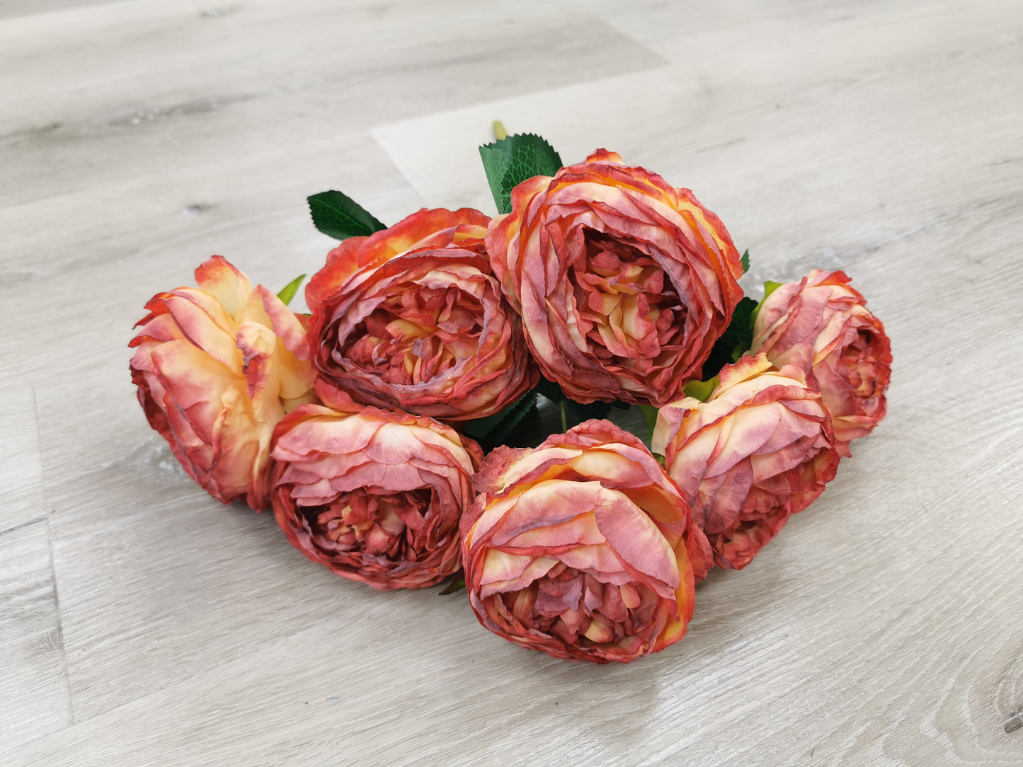 7 heads Rose, 4 available colors: Dark Red, Dark Coffee, Coffee and Orange