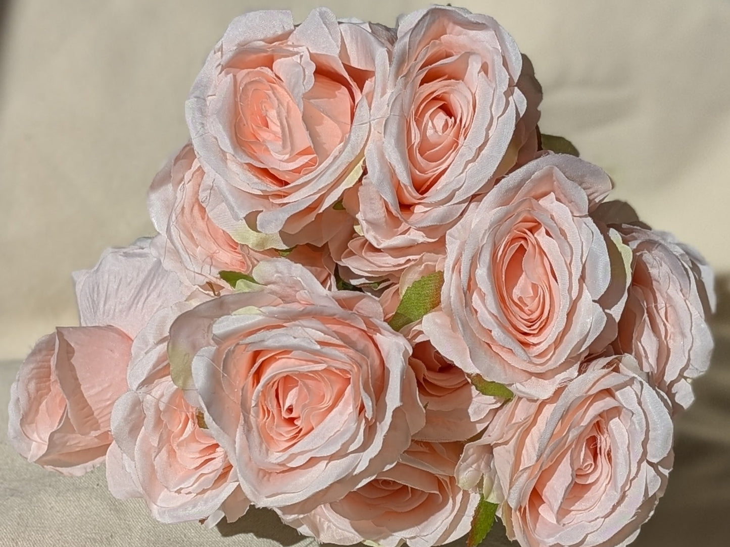 Champagne Artificial Rose Bush - 12 Heads