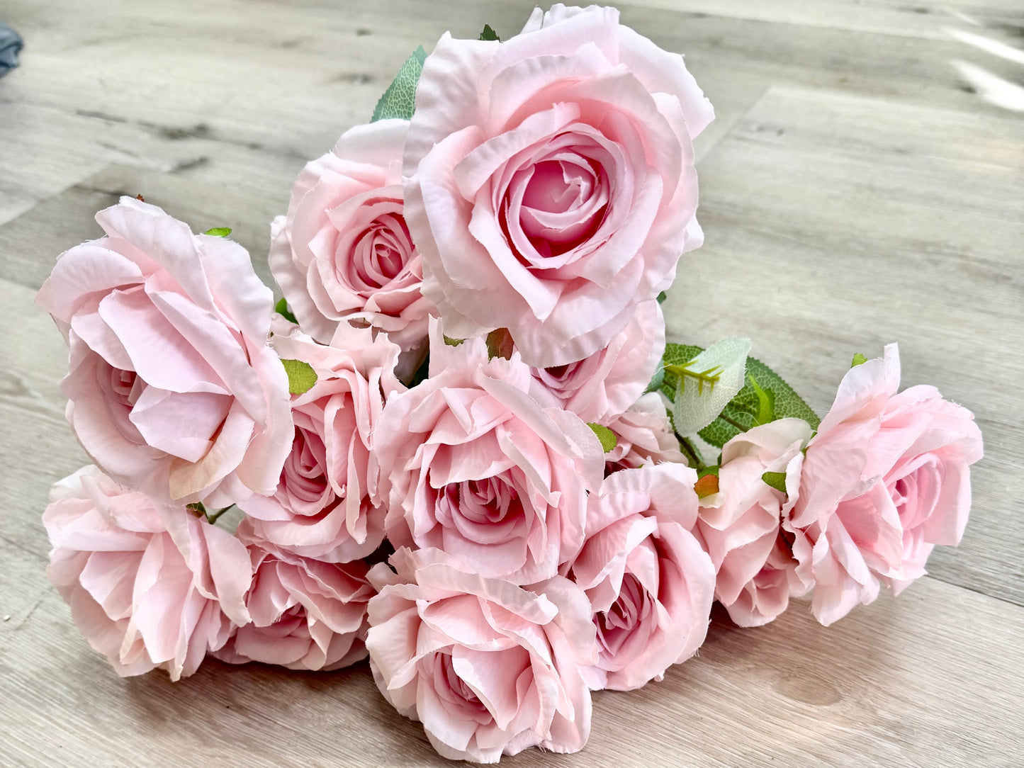 Pink Artificial Rose Bush – 15 Heads