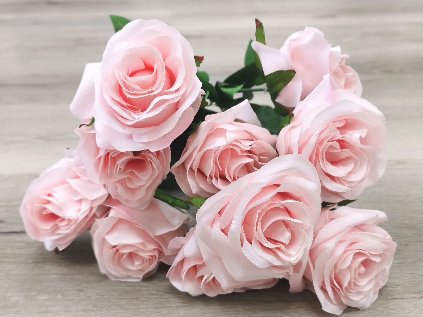 Pink Artificial Rose Bush - 10 Heads
