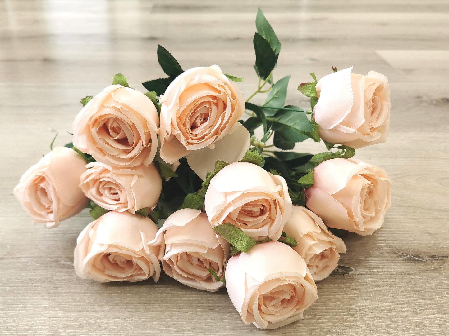 Coffee Artificial Rose Bush - 12 Heads