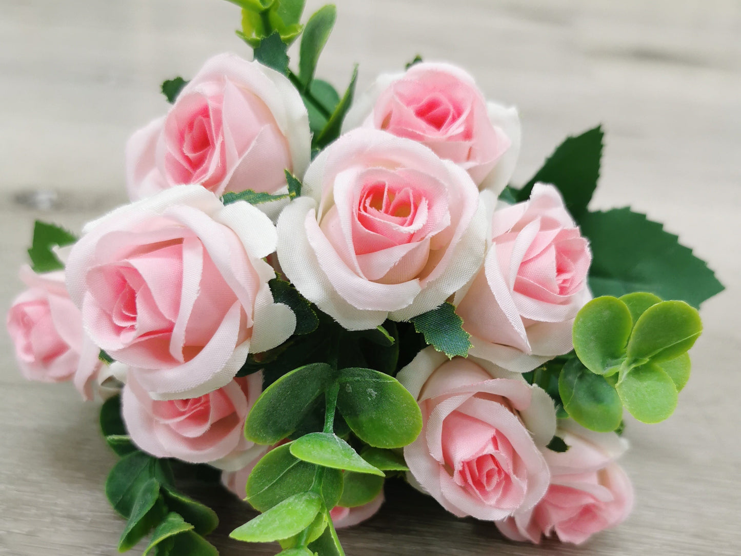 Pink Artificial Spring Rose Bunch