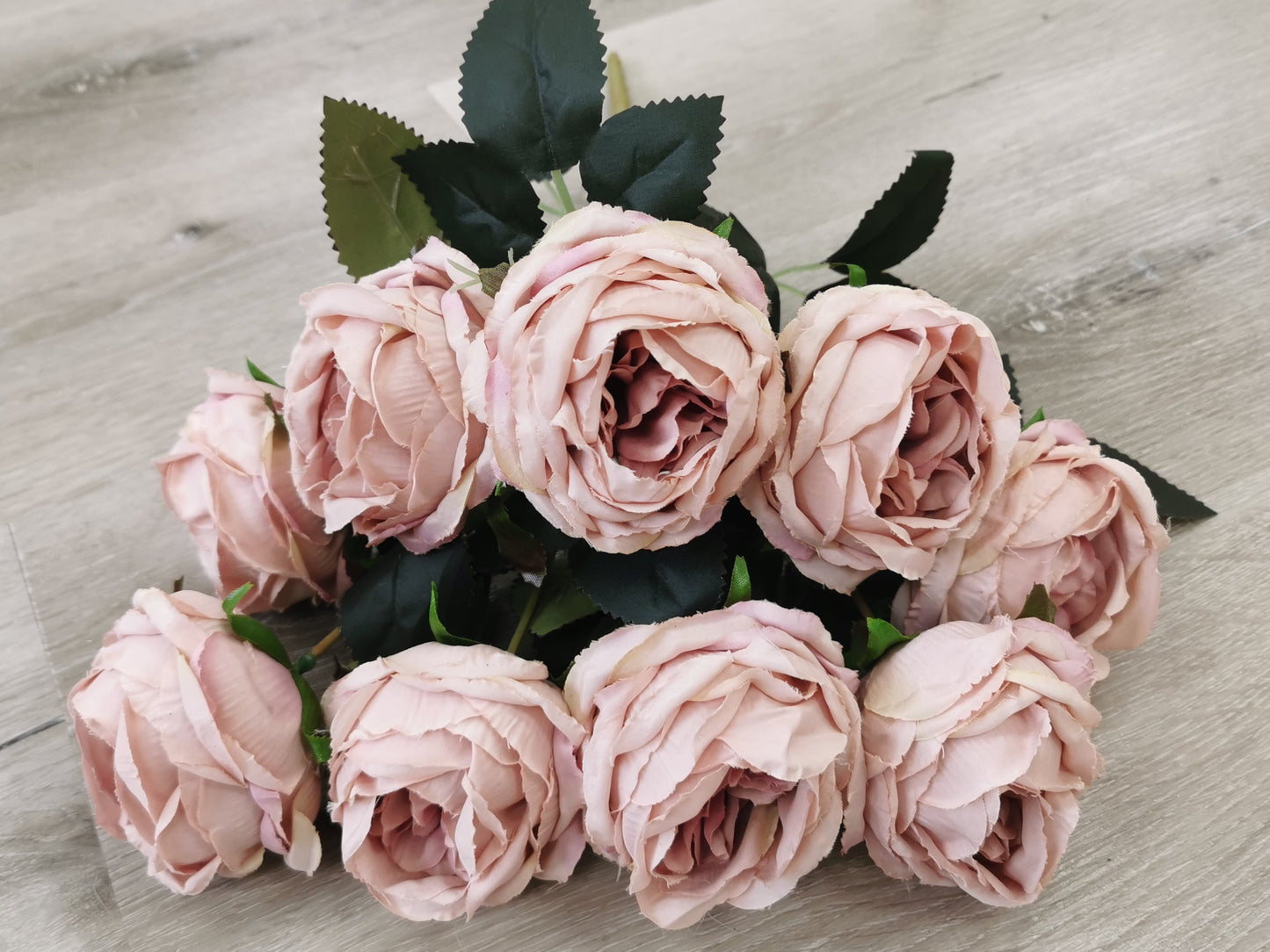 Coffee Artificial Rose Bush - 9 Heads