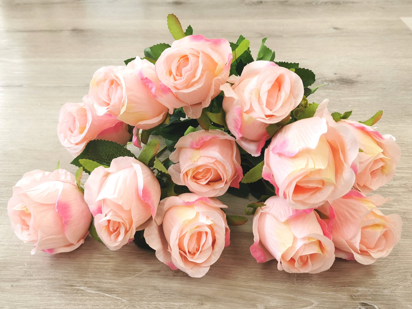 Pink Artificial Rose Bush - 12 Heads