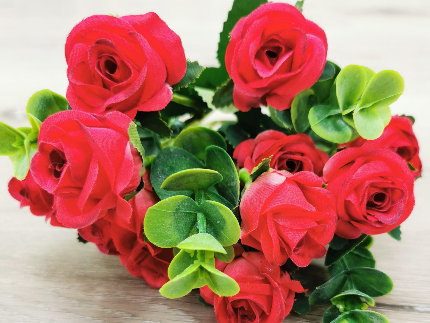 Red Artificial Spring Rose Bunch