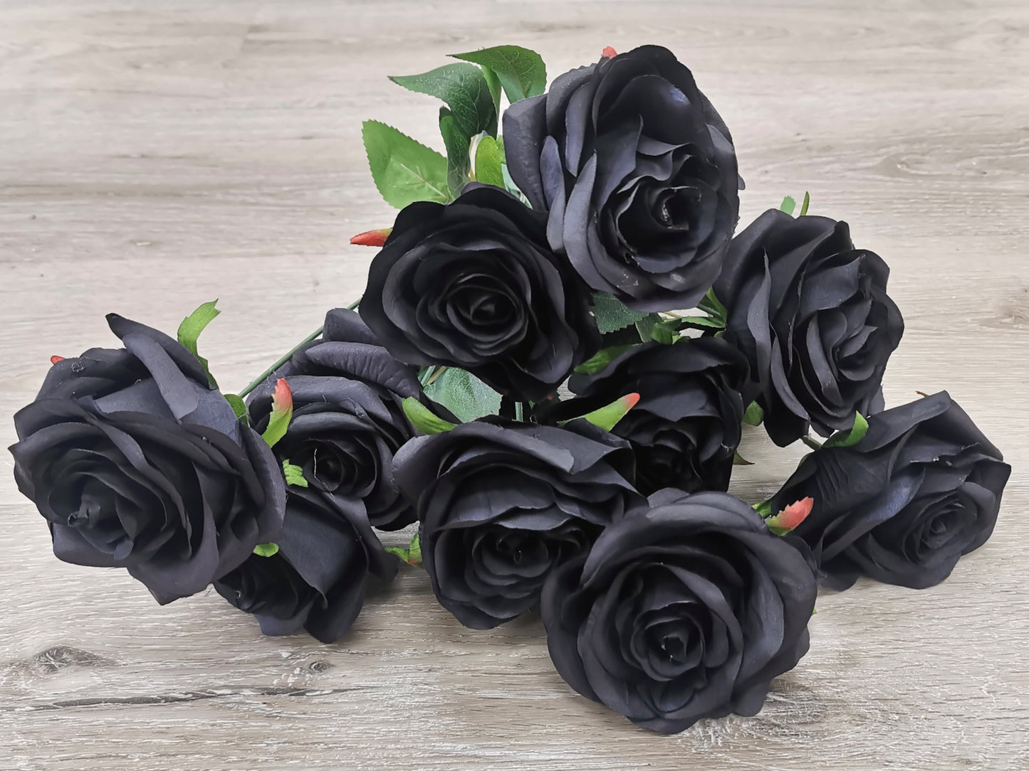 Black Artificial Rose Bush - 10 Heads