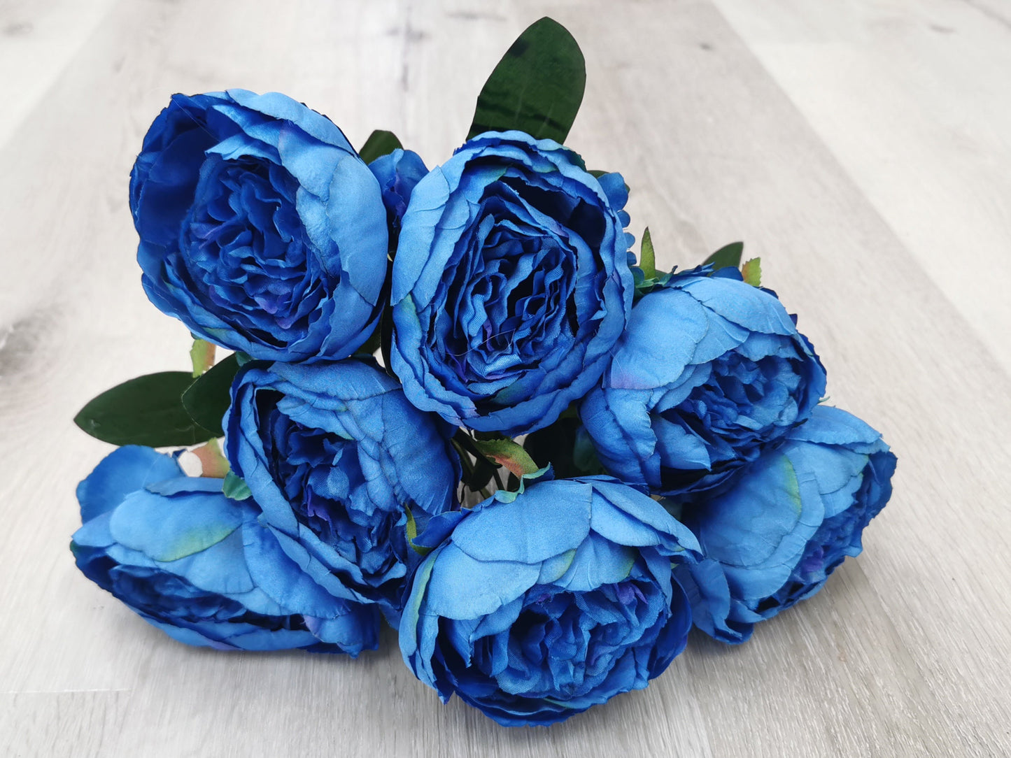 Blue Artificial Double Peony - 7 Heads