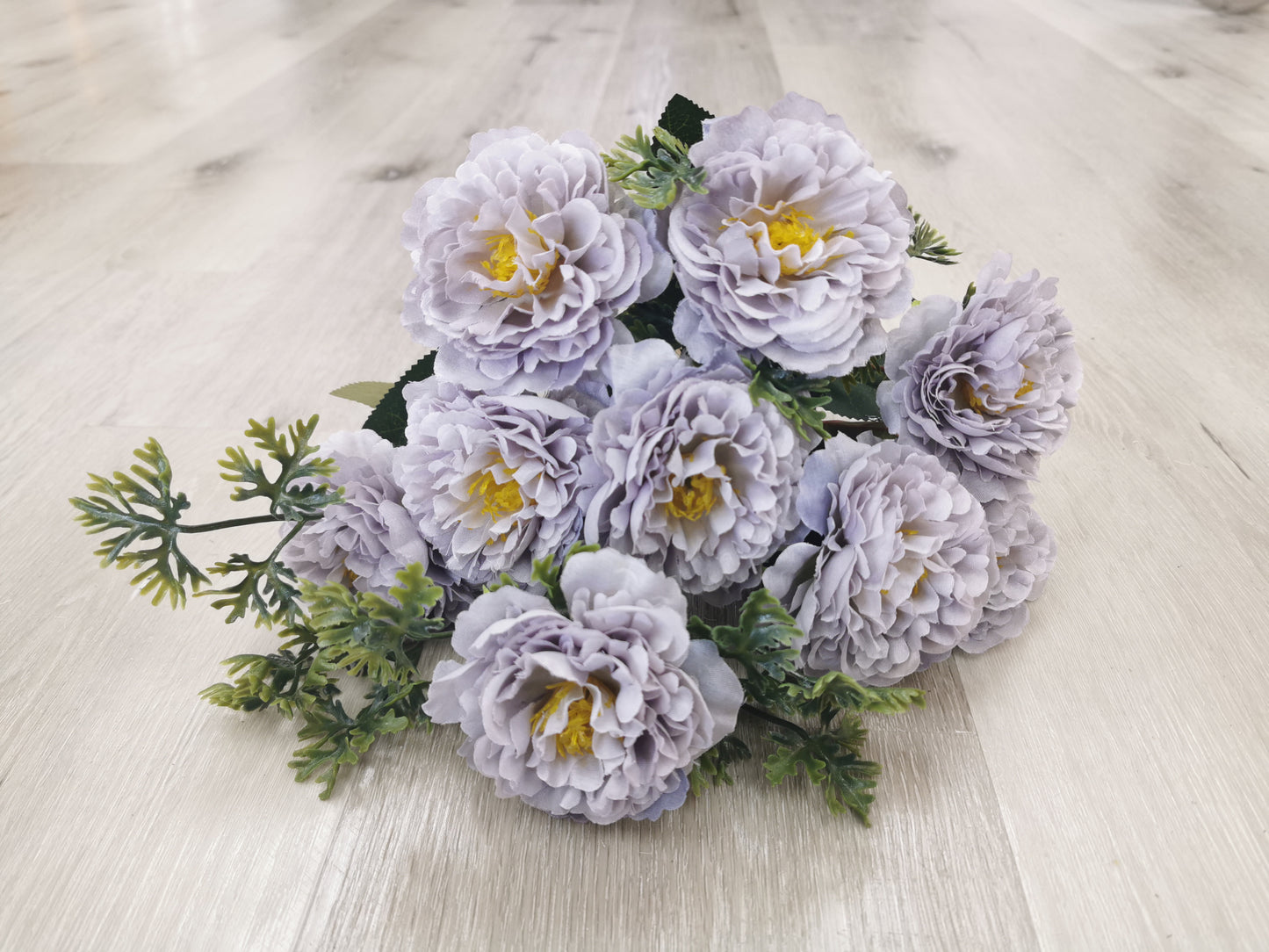 7 heads Chrysanthemum, 7 available colors: White, Red, Yellow, Purple, coffee, Dusty Pink, and Sliver Grey