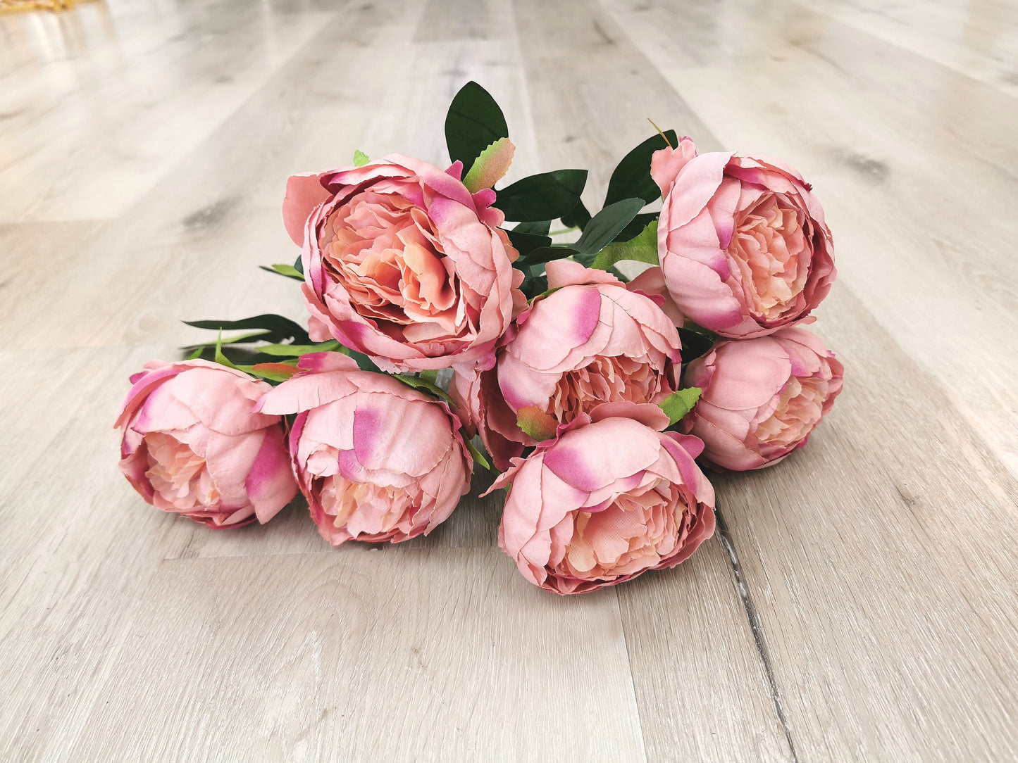 7 heads Peony, 5 available colors: Cream White, Champagne, Blue, Pink and Dark Pink