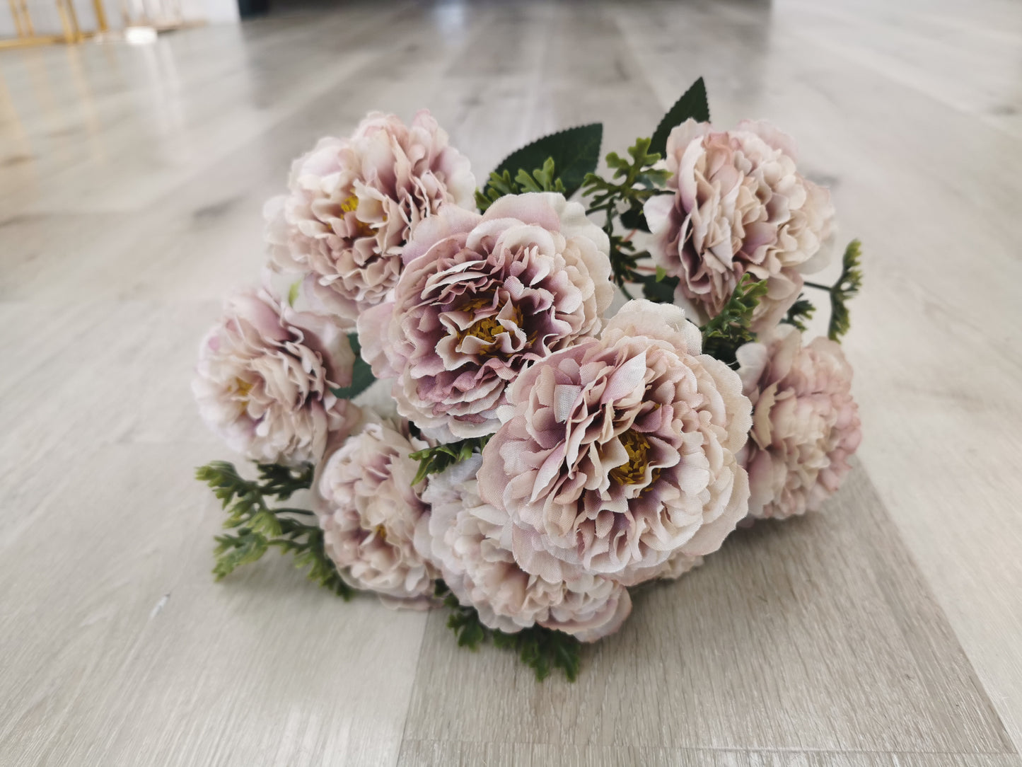 7 heads Chrysanthemum, 7 available colors: White, Red, Yellow, Purple, coffee, Dusty Pink, and Sliver Grey