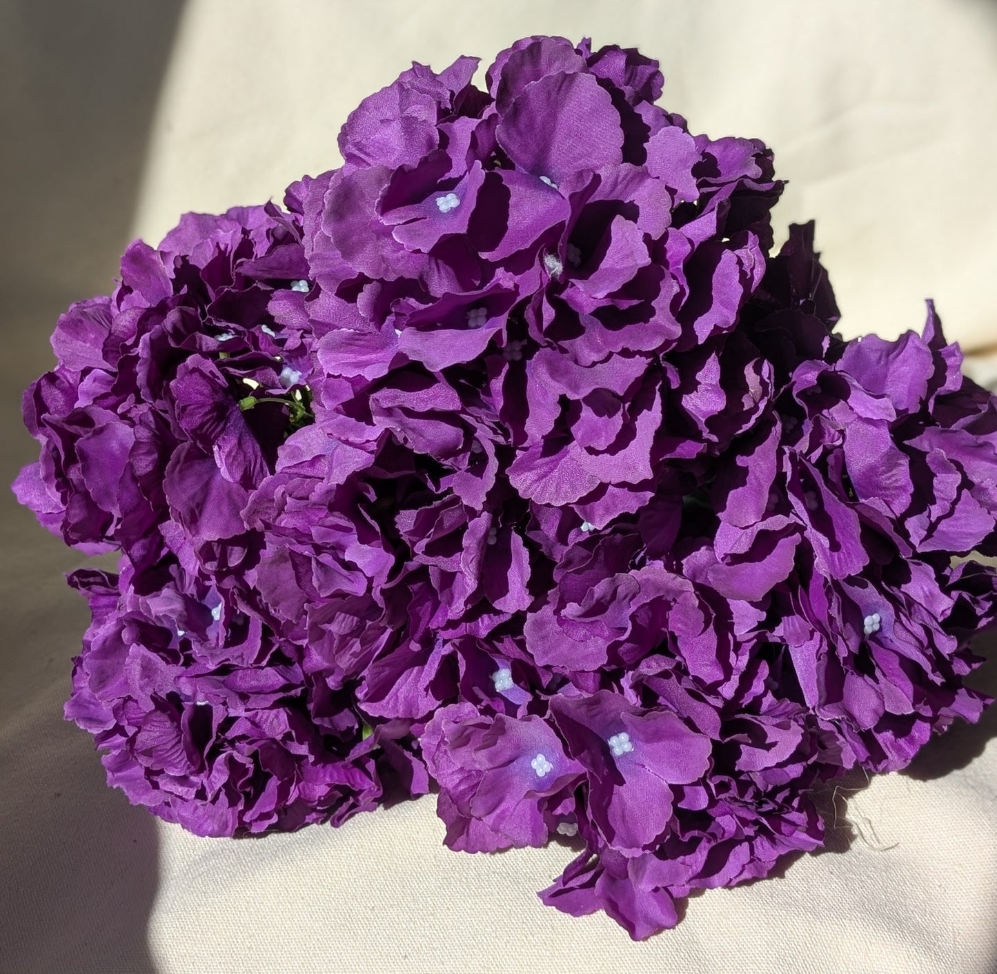 6 heads Hydrangea (large petals), 5 available colors: White, Hot Pink, Red, Purple, and Orange