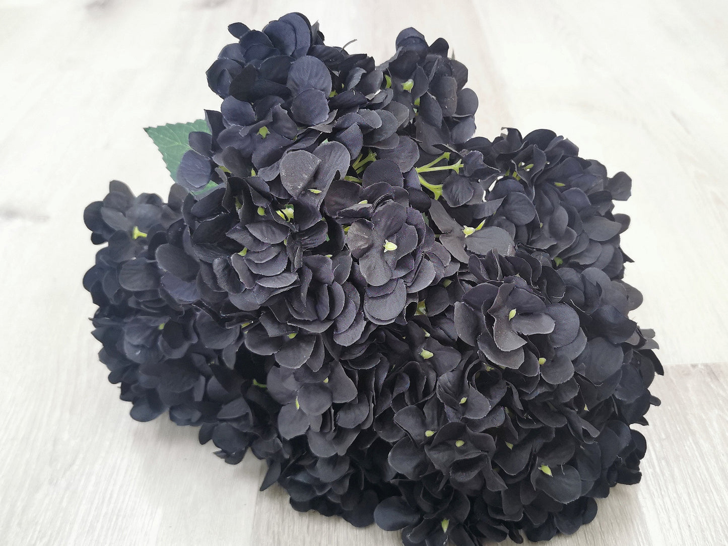Black Artificial Hydrangeae - 5 Heads (Small Petals)
