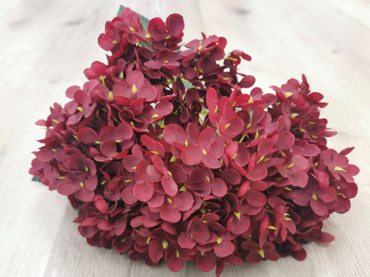 Burgundy Artificial Hydrangea - 7 Heads (Small Petals)