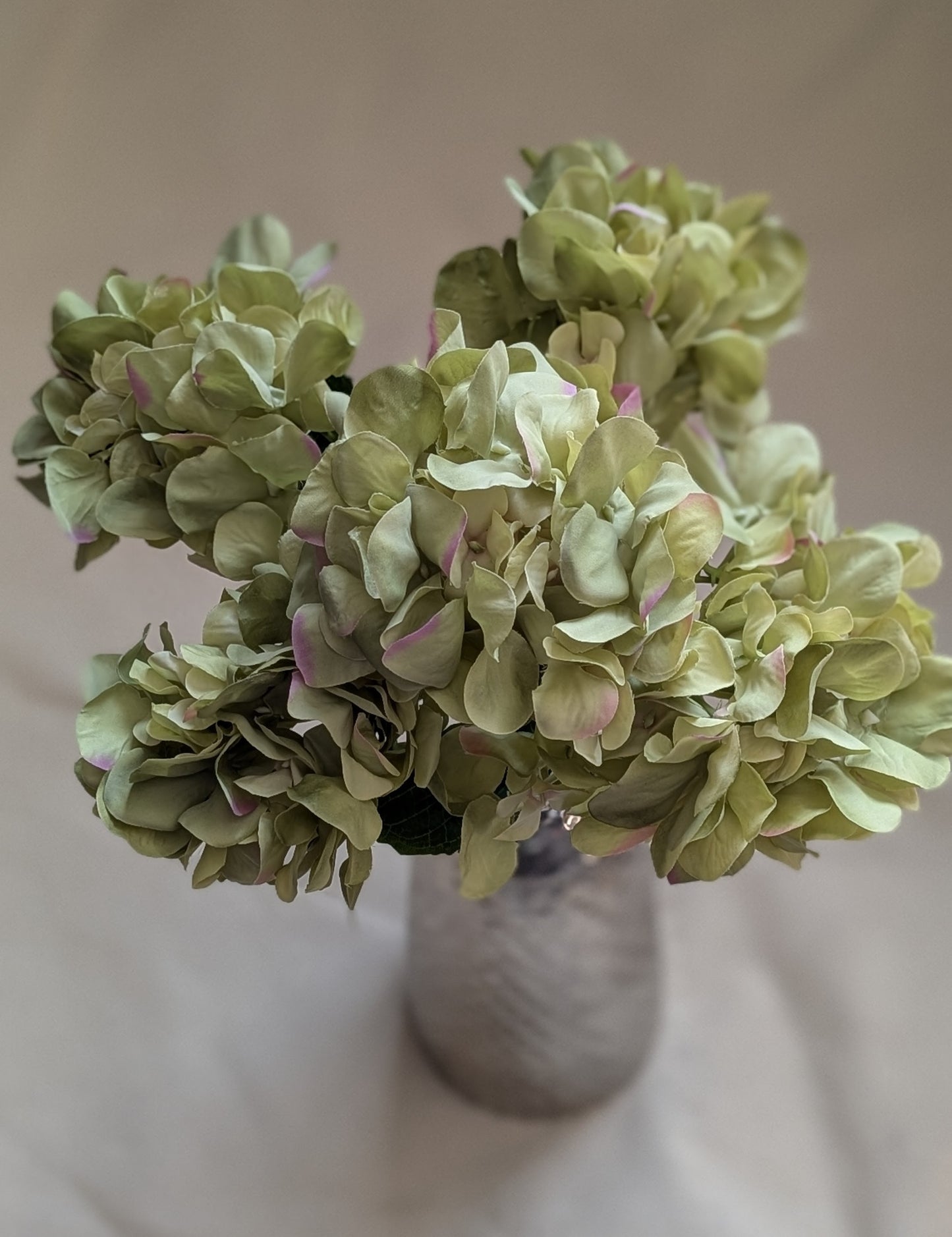 5 heads Hydrangea (large petals), 4 available colors: Royal Blue, Green, Pink, Yellow