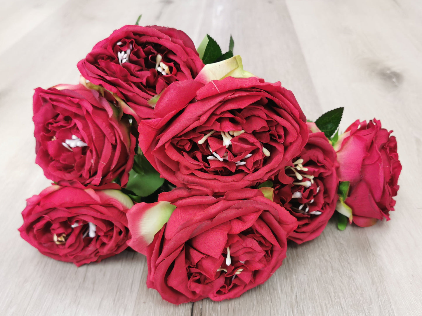 Red Artificial Garden Rose Bush - 7 Heads