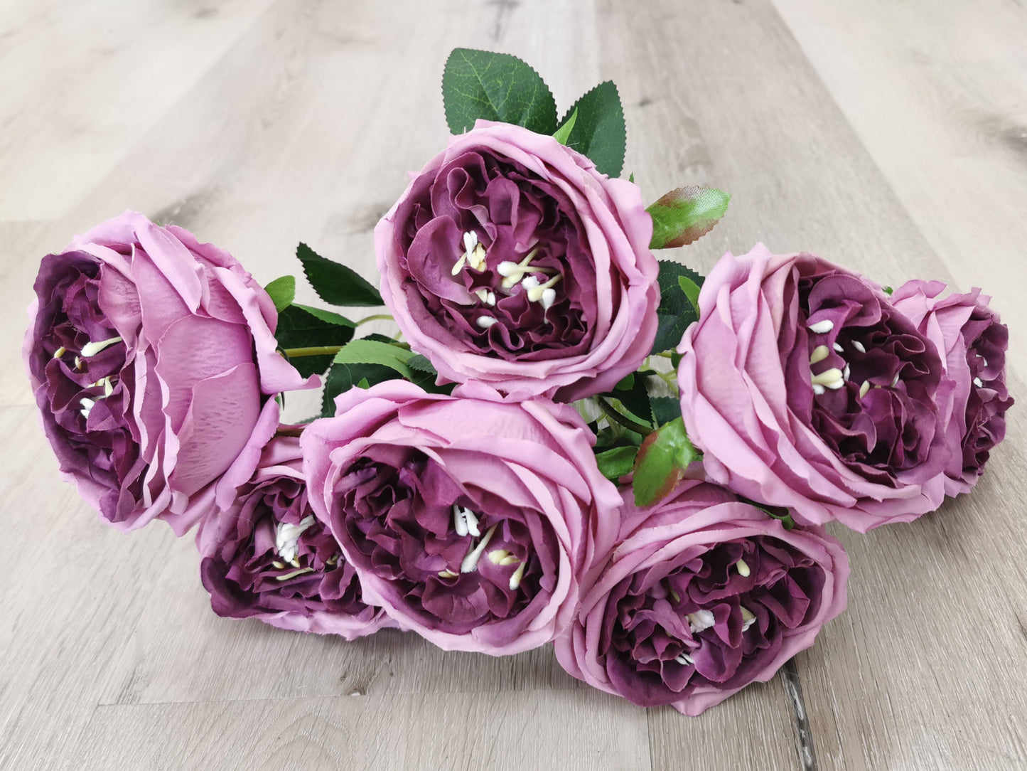Dark purple Artificial Garden Rose Bush - 7 Heads