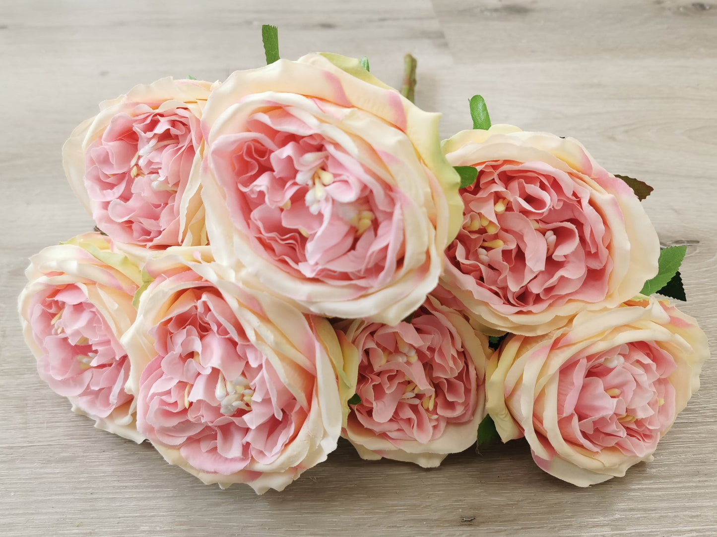 Pink Artificial Garden Rose Bush - 7 Heads