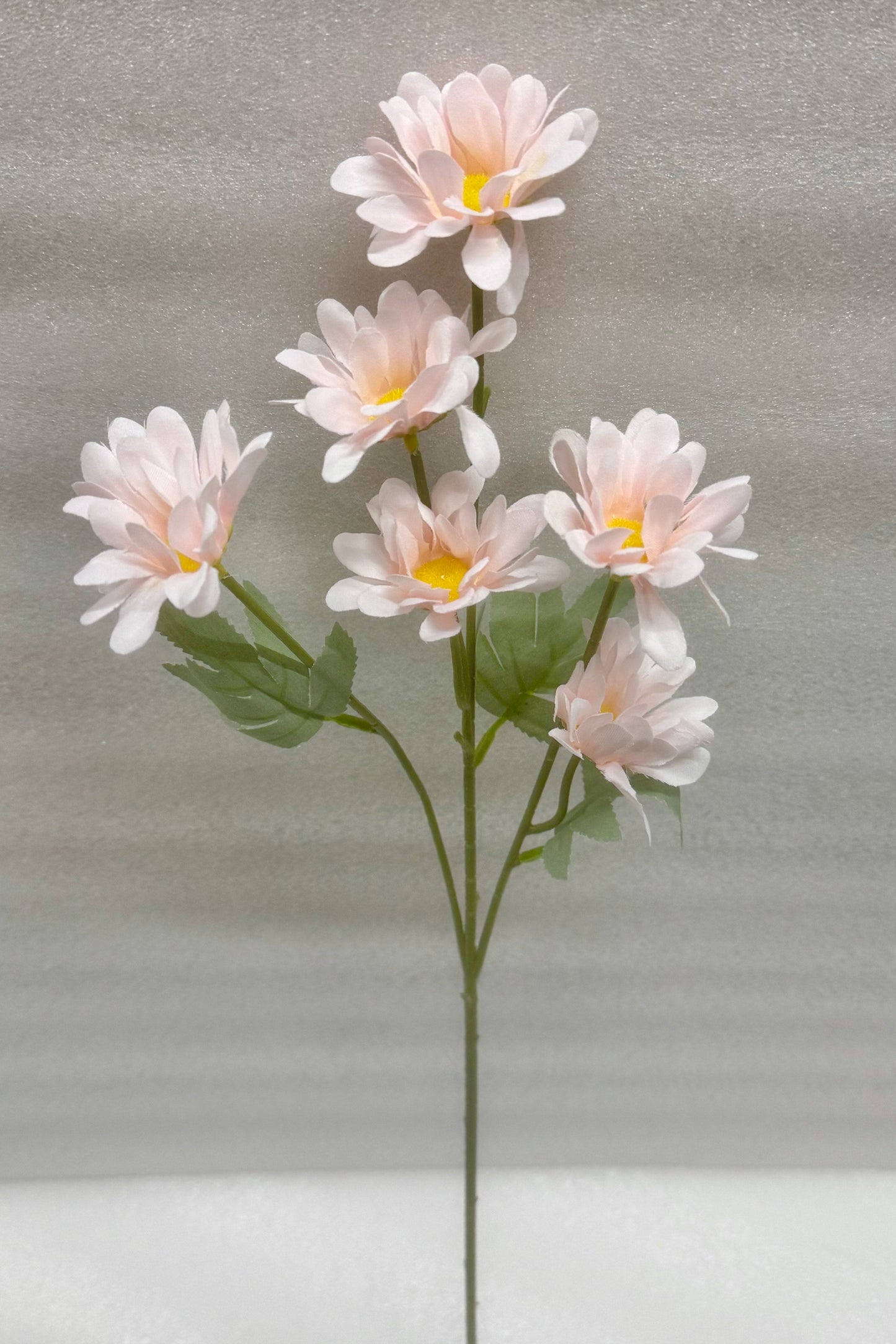 Pink Daisy Artificial Flower Stem – 6‑Head Silk Blossom Spray