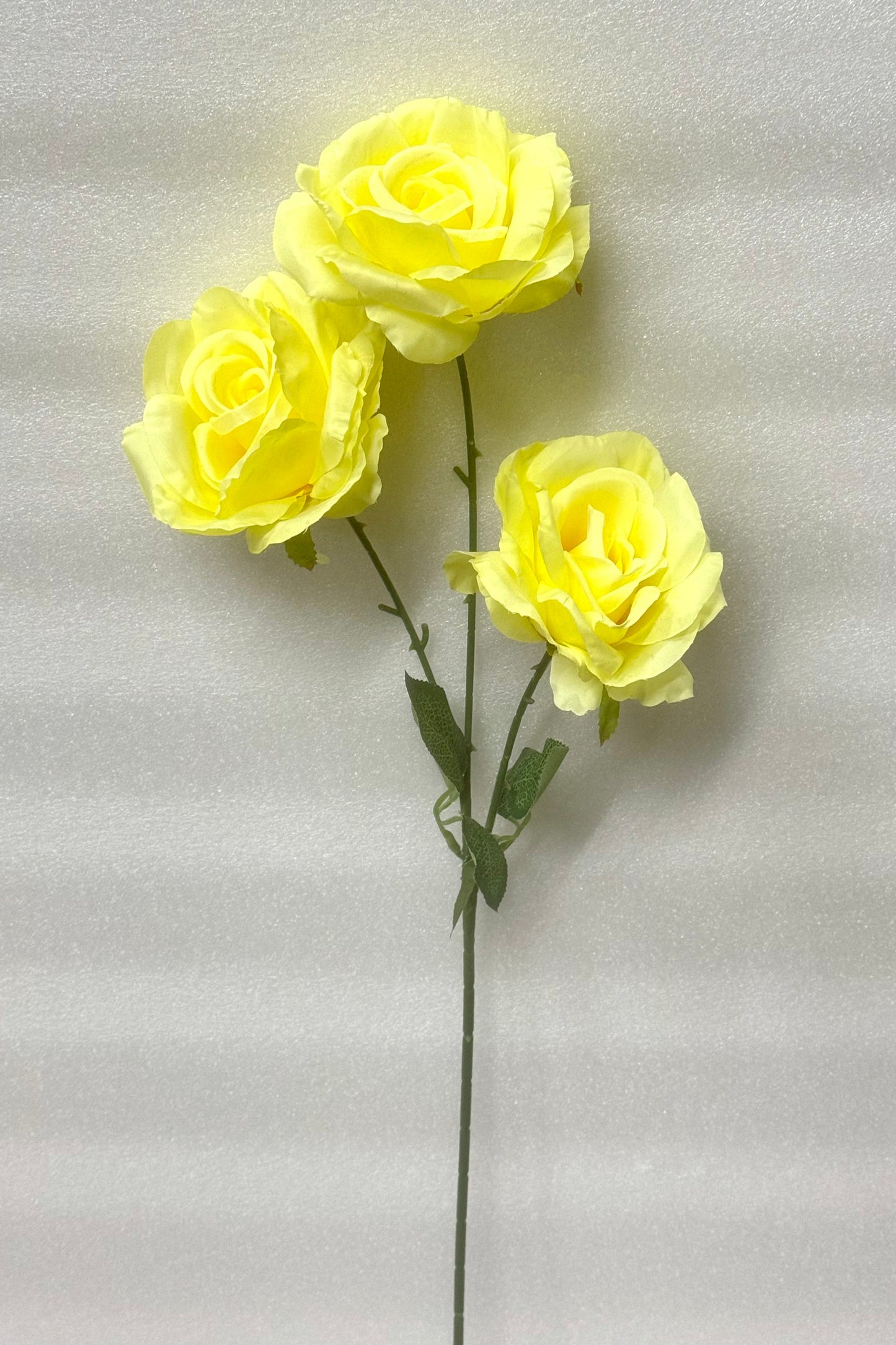 Yellow Artificial Rose Stem – 3 Heads
