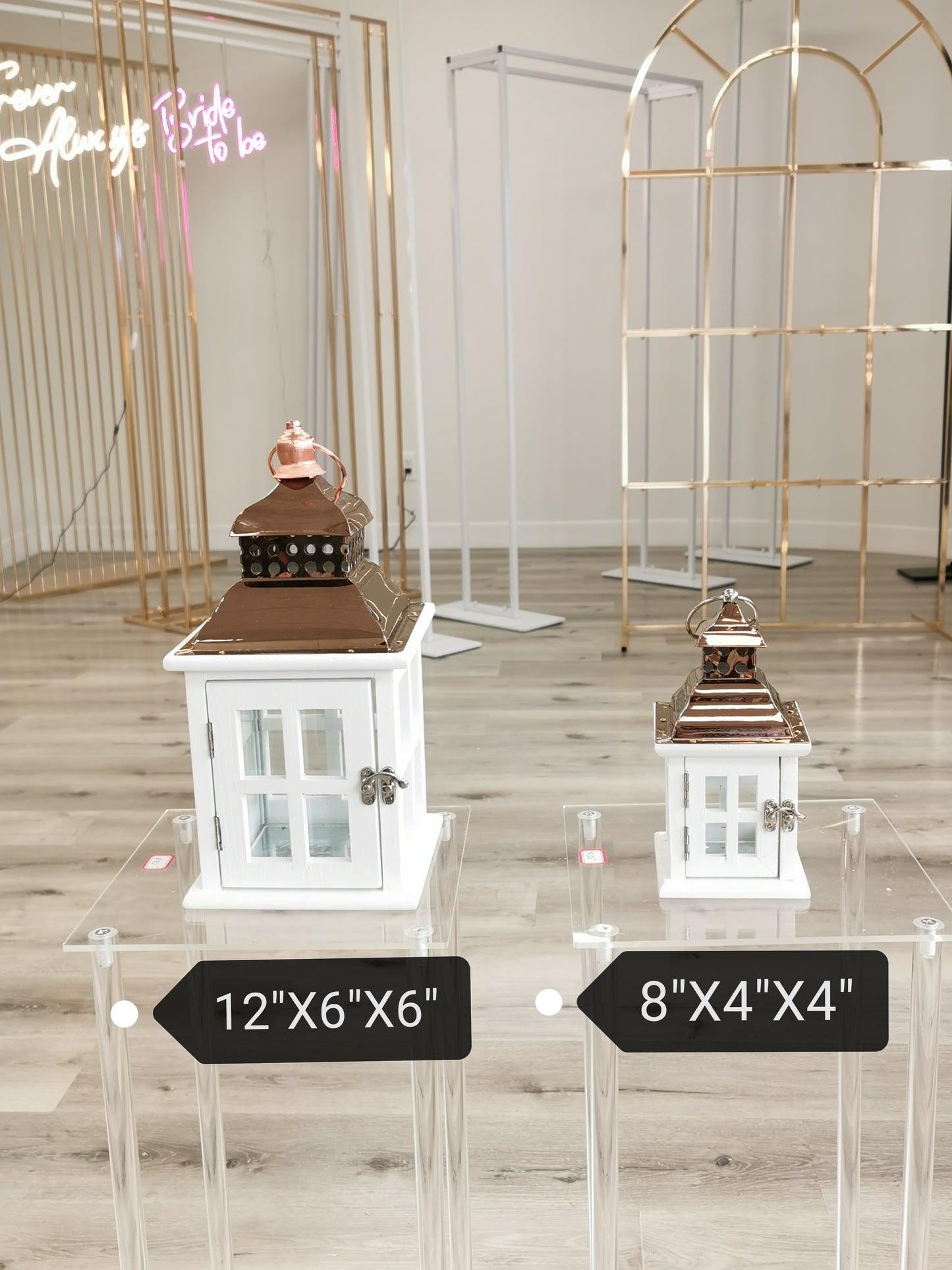 Rose gold top lantern 12" & 8"