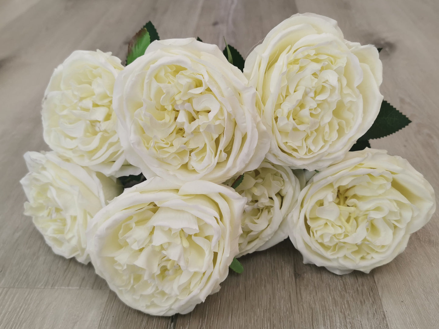 Cream white Artificial Garden Rose Bush - 7 Heads