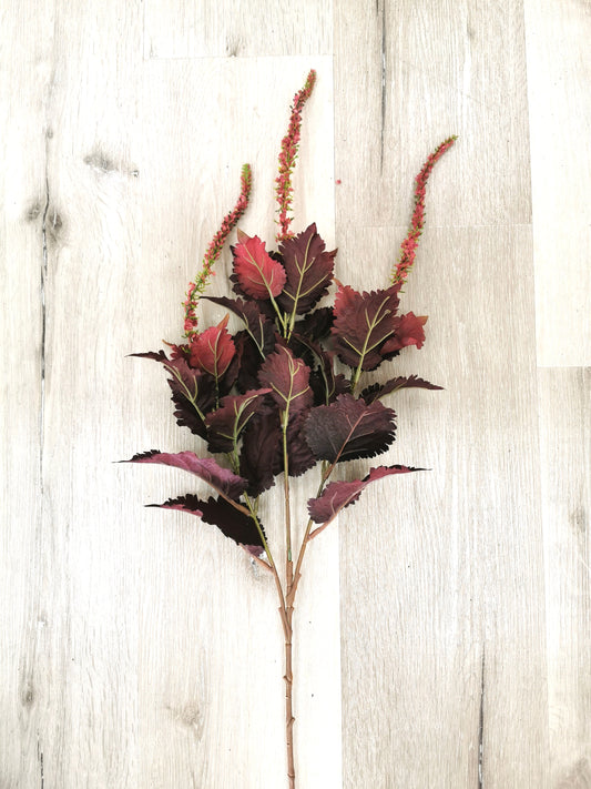 Artificial Dry Leaf Greenery, available colors: Red, Green, Peach and Pink