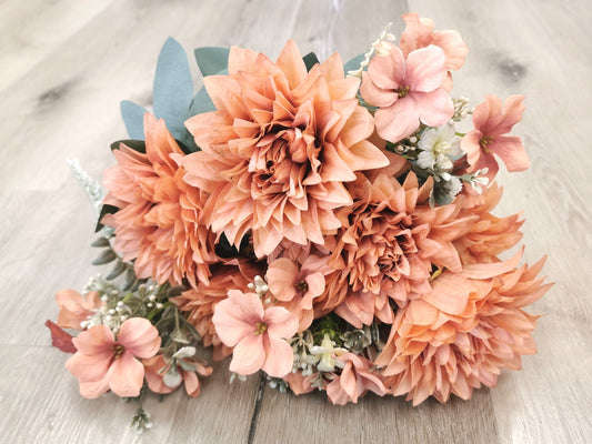 Coffee Artificial Dahlia - 7 Heads