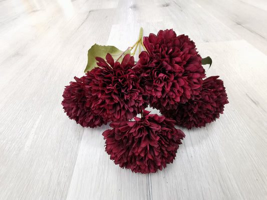 Burgundy Ball Chrysanthemum - 5 Heads