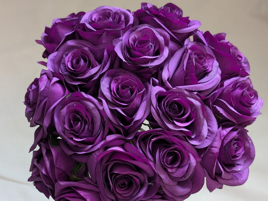 Purple Artificial Rose Bush – 18 Heads
