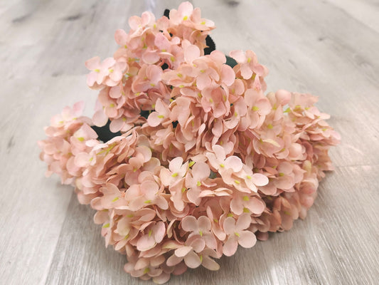 Coffee Artificial Hydrangea - 7 Heads (Small Petals)