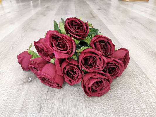 12 heads Rose, available colors: Burgundy, Pink and Coffee