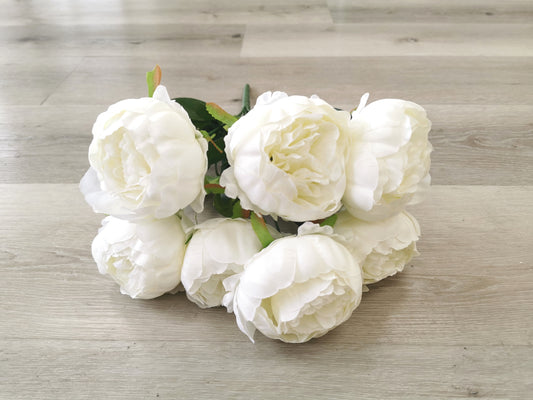 7 heads Peony, available colors: Cream White, Champagne, Blue, Pink and Dark Pink