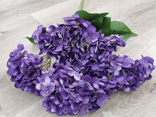 Purple Artificial Hydrangeae - 5 Heads (Small Petals)