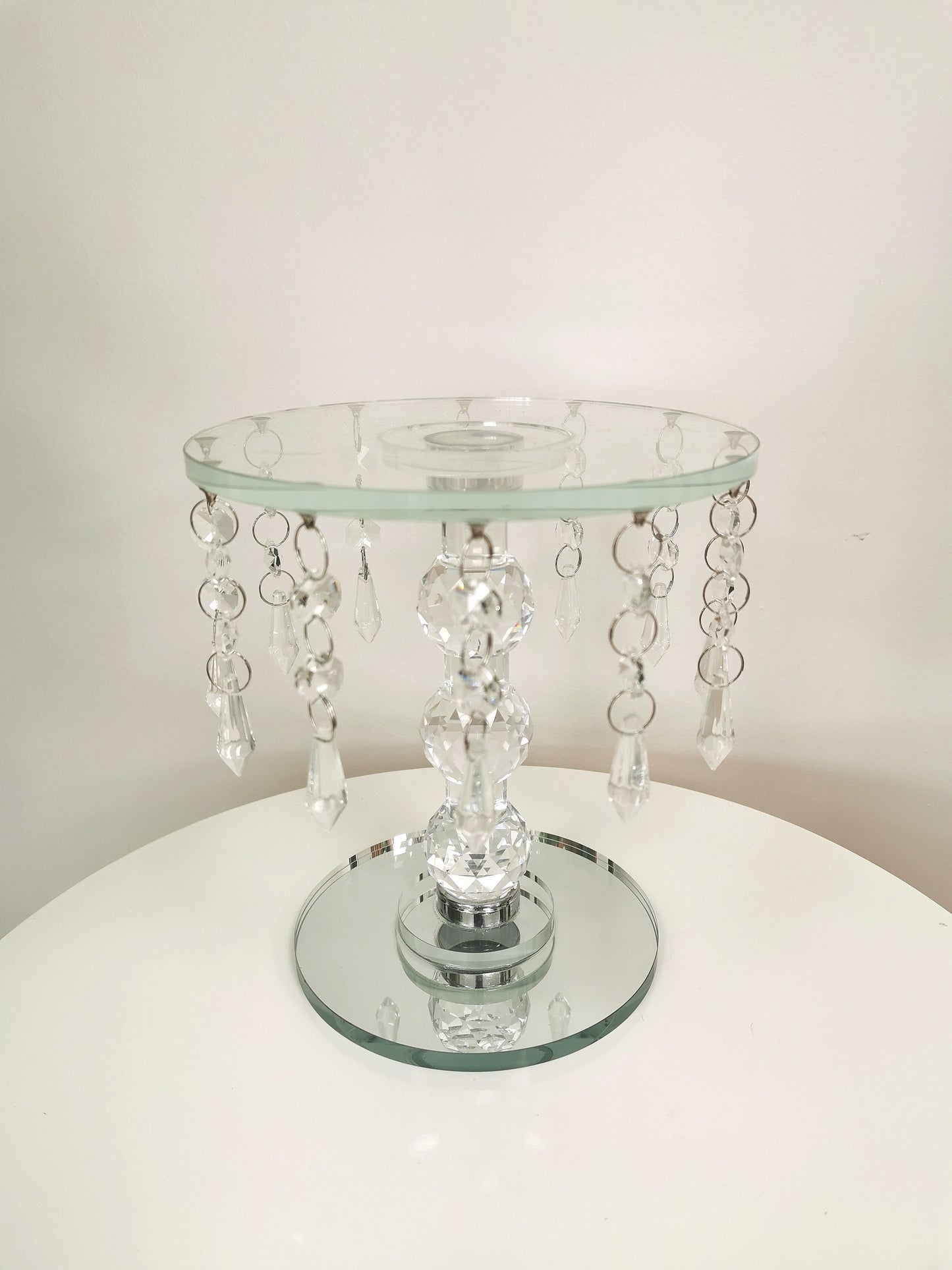 Crystal beads centerpiece stand, height 7.5"