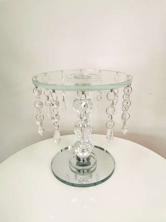 Crystal beads centerpiece stand, height 7.5"