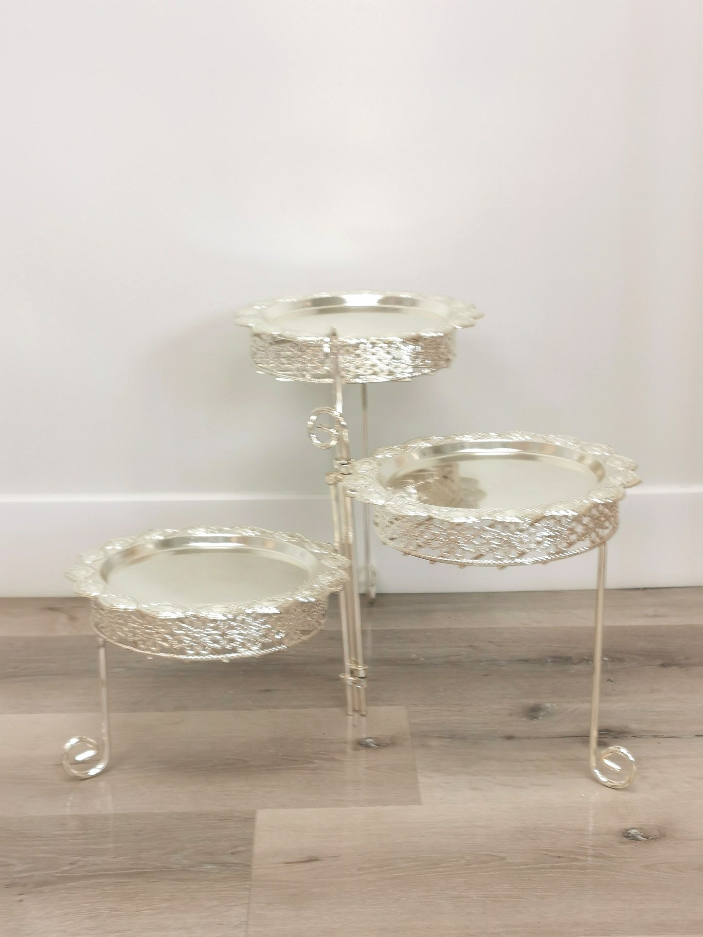 Silver Cake Stand with 3 Plates