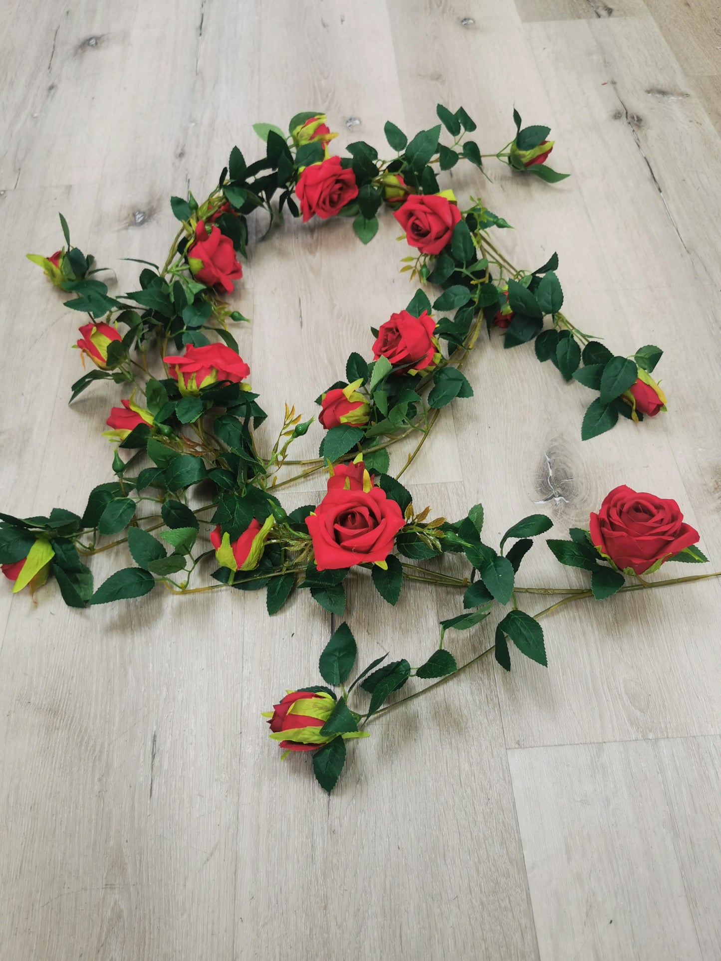 Artificial Hanging Red Rose with Green leaves