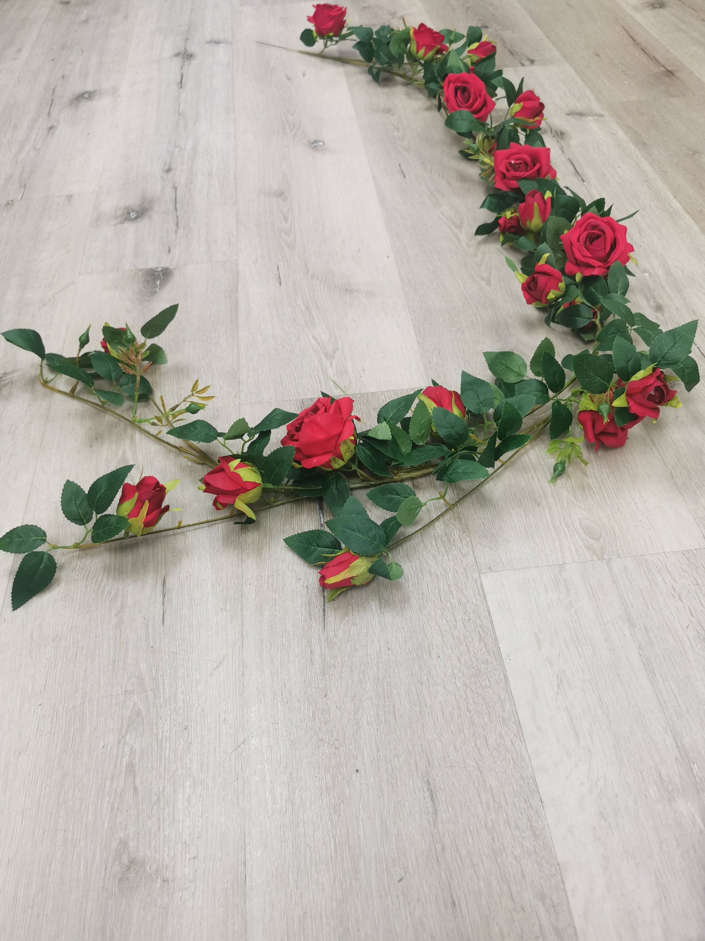 Artificial Hanging Red Rose with Green leaves