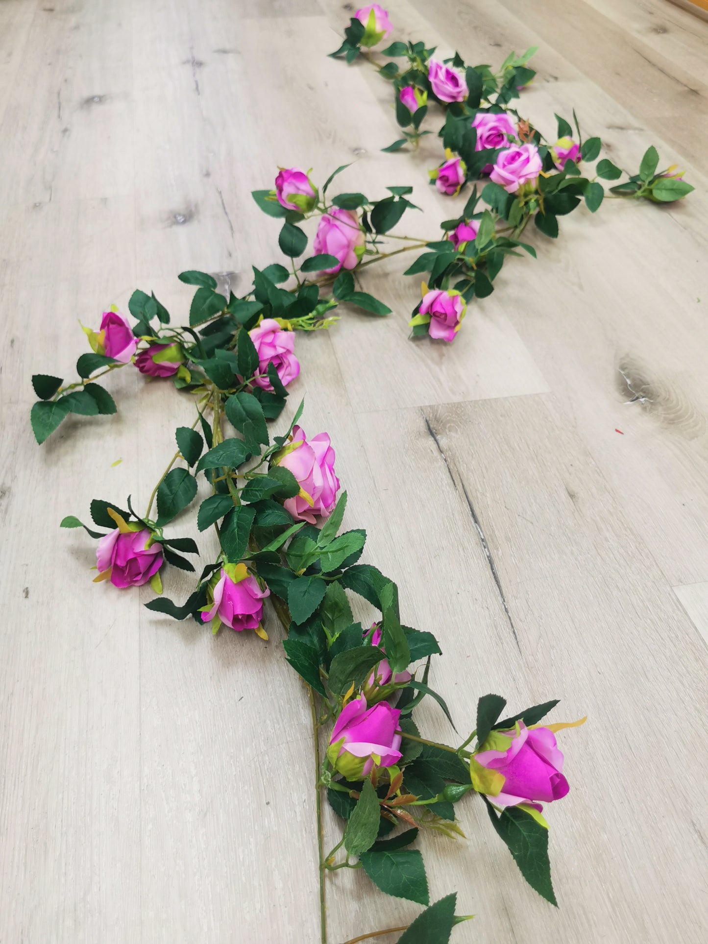 Artificial Hanging Purple Rose with Green leaves